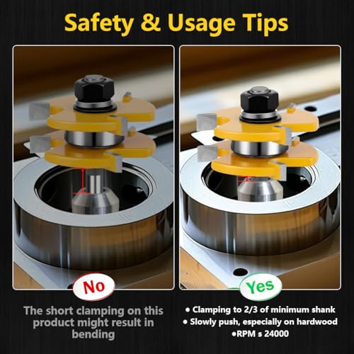 Serplex® 2Pcs Router Bits, Alloy Steel Tongue and Groove Router Bit Set, 1/4'' (6.35mm) Shank for 3/4" Stock, 1/2" Cutting Depth, Adjustable 3 Teeth Shaker, for Woodworking, Milling, Cutting - Image 5