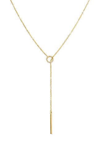 Benevolence LA Gold Dipped Lariat Necklace for Women, Candace Cameron Designed, Y Long Chain Drop Necklace with Bar Pendant, For Layering Necklaces, Jewelry Accessories - Image 1