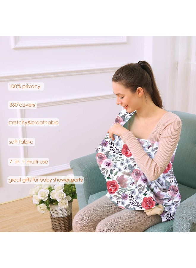 Hicoco Multi-use Canopy Cover Breastfeeding Cover - Car Seat Covers for Babies, Stretchy Carseat Canopy Cover, Boys and Girls Shower Gifts (Purple Flower) - Image 2