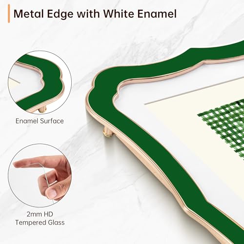RICHFOCUS 8x10 Enamel Picture Frame with HD-Tempered Glass, Display 5x7 Photo with Mat, Ornate Photo Frame with Metal Edge & Velvet Back for Tabletop & Wall Mount Vertically or Horizontally Display, Green - Image 3