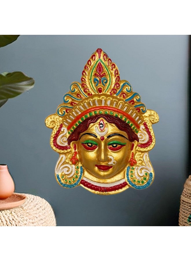 Salvus App SOLUTIONS Salvus APP SOLUTIONS Handmade Multicolor Metal Maa Durga Face Mask Wall Hanging For Vastu & Decoration (4.5x6 Inch) - Image 1