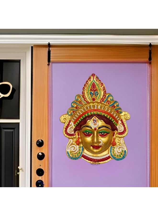 Salvus App SOLUTIONS Salvus APP SOLUTIONS Handmade Multicolor Metal Maa Durga Face Mask Wall Hanging For Vastu & Decoration (4.5x6 Inch) - Image 5