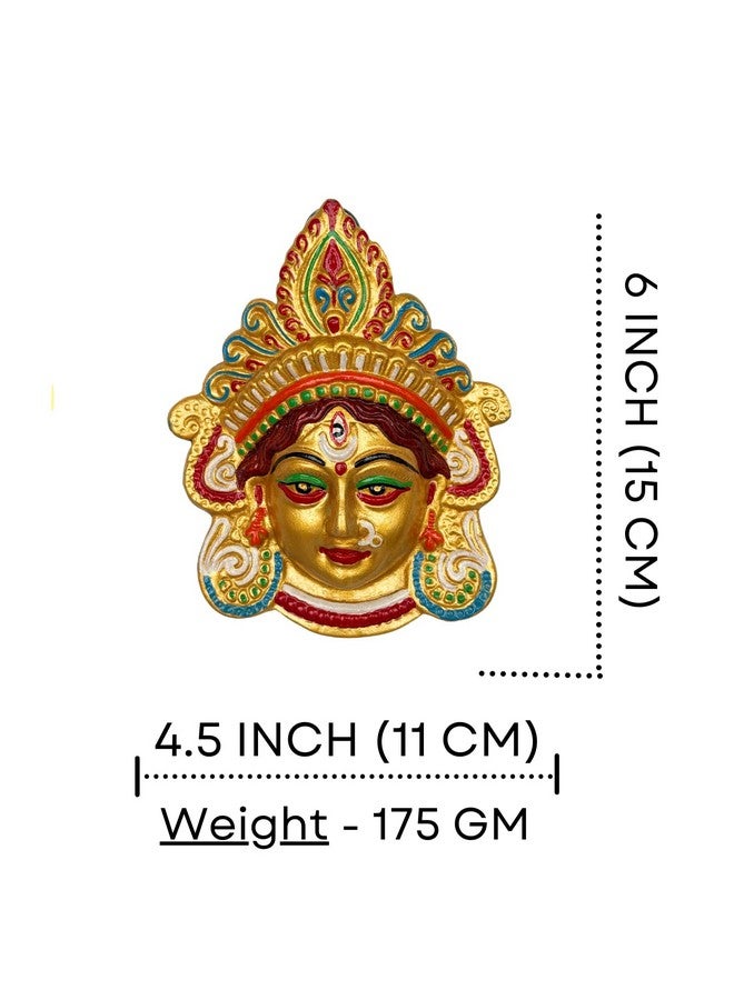 Salvus App SOLUTIONS Salvus APP SOLUTIONS Handmade Multicolor Metal Maa Durga Face Mask Wall Hanging For Vastu & Decoration (4.5x6 Inch) - Image 2