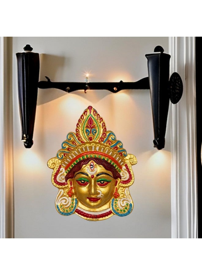 Salvus App SOLUTIONS Salvus APP SOLUTIONS Handmade Multicolor Metal Maa Durga Face Mask Wall Hanging For Vastu & Decoration (4.5x6 Inch) - Image 4
