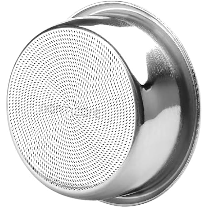 نورمكور سلة فلتر عالية الدقة بقطر 54 مم، سلة فلتر بورتافلتر 18 جرام لآلات إسبرسو بريفيلي سيج بقطر 54 مم، سمك 0.8 مم، تأتي مع شاشة بوك بقطر 533 مم، فلاتر ورق إسبرسو - Image 1