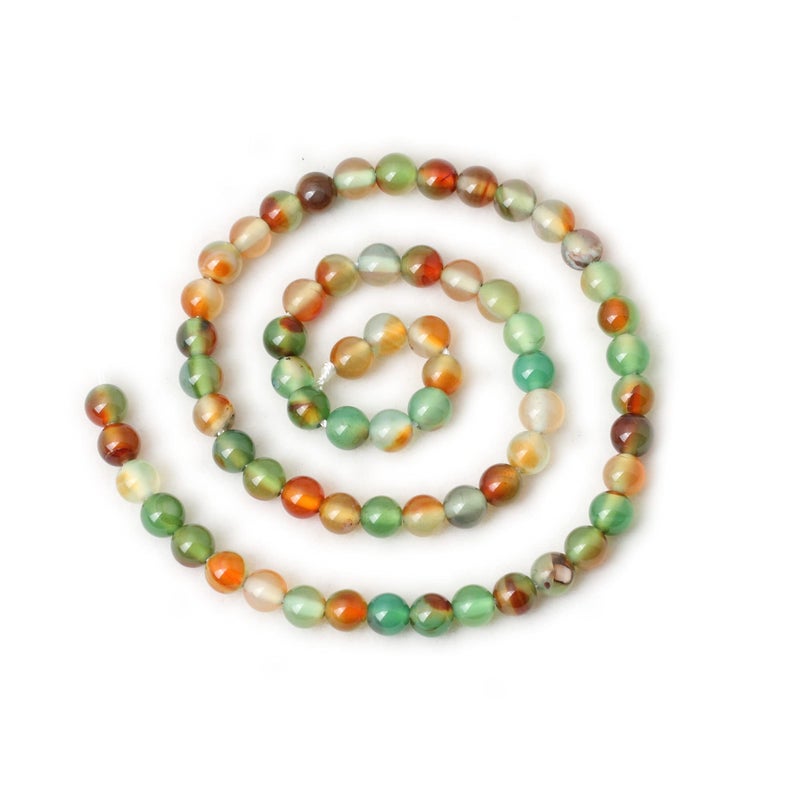 Cheavian 60Pcs 6Mm Peacock Agate Round Loose Beads For Jewelry Making Diy Materials 1 Strand 15"" - Image 2