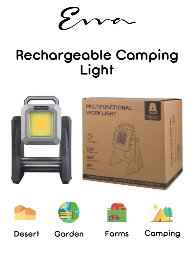 إيفا مصباح تخييم خارجي شديد التحمل مع حامل تلسكوبي قابل لإعادة الشحن وبنك طاقة - Image 1