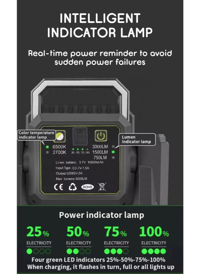 إيفا مصباح تخييم خارجي شديد التحمل مع حامل تلسكوبي قابل لإعادة الشحن وبنك طاقة - Image 3