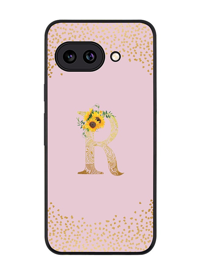 Stylizedd For Google Pixel 9a Case,Slim fit Camera Protection, Shockproof Thin Phone cover  - Custom Floral Monogram - R  (Pink )