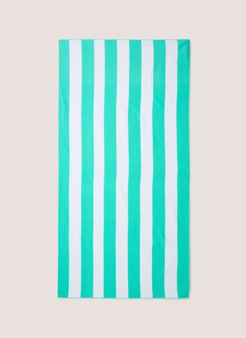 Matalan Green Stripe Beach Towel