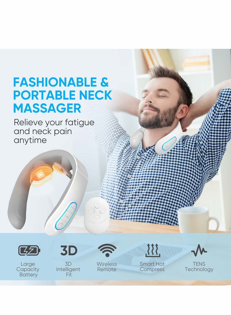 مدلك عنق لاسلكي مع حرارة و EMS، 15 مستوى لتخفيف آلام الأنسجة العميقة والاسترخاء - Image 2