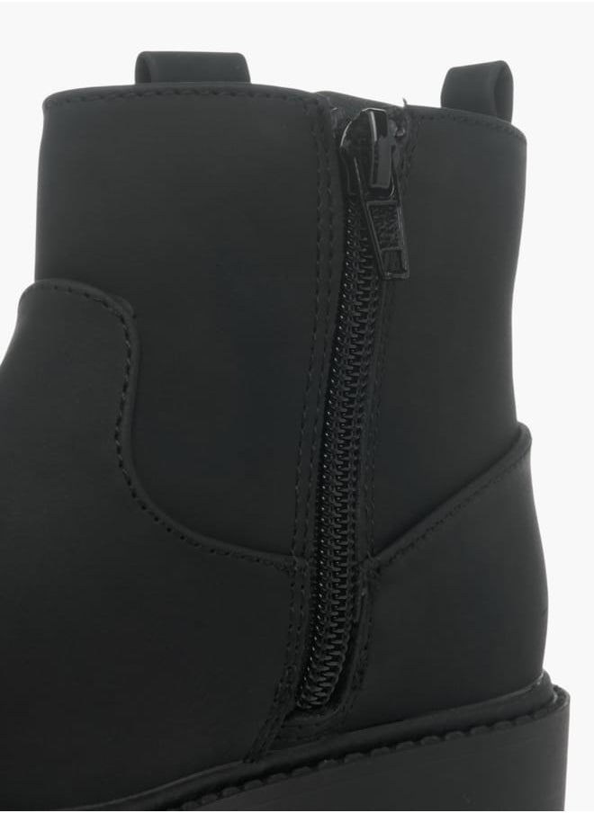JUNIORS - Girls Braid Detail Boots With Zip Closure And Pull Tabs - Image 1