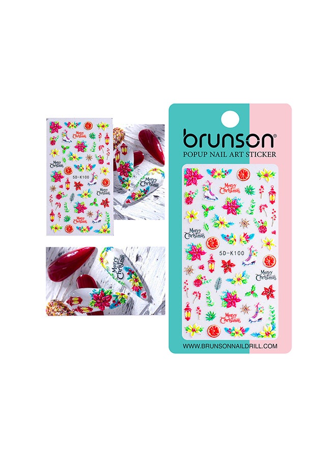 Snowflake Decals 5D Stereoscopic Embossed Snowman Nail Art Stickers 5D-K100