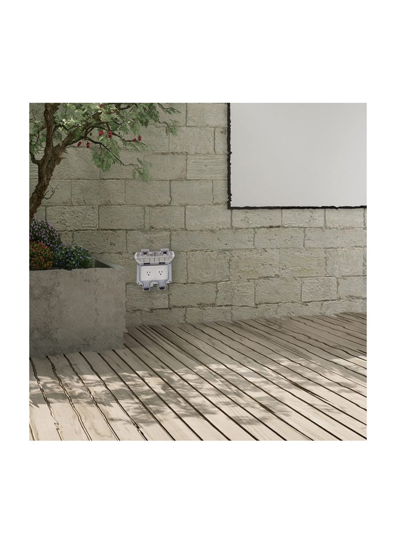 SYOSI - Outdoor Weatherproof In Use Outlet Cover, Waterproof Outlet Plug Cover and Protector, Outdoor Electrical Box, Weatherproof Junction Case, Lockable, 2-Gang, Clear, for Bathroom, Veranda - Image 1