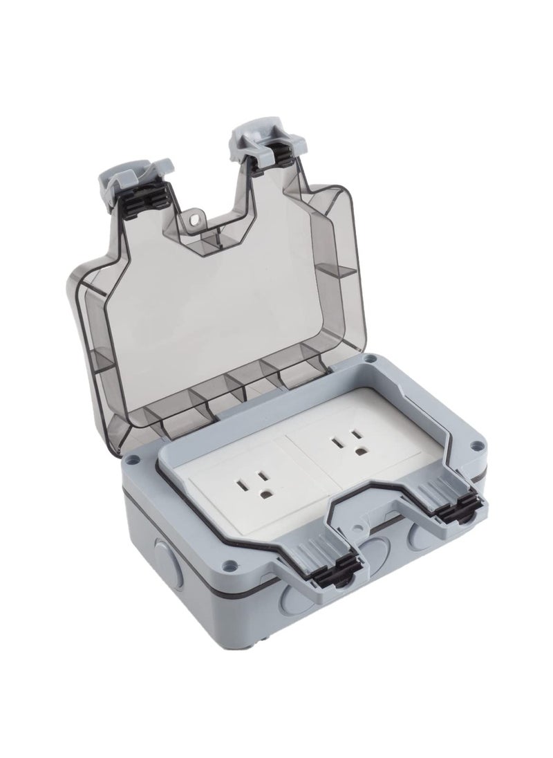 SYOSI - Outdoor Weatherproof In Use Outlet Cover, Waterproof Outlet Plug Cover and Protector, Outdoor Electrical Box, Weatherproof Junction Case, Lockable, 2-Gang, Clear, for Bathroom, Veranda - Image 1