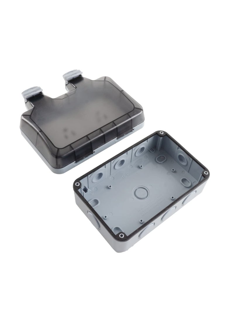 SYOSI - Outdoor Weatherproof In Use Outlet Cover, Waterproof Outlet Plug Cover and Protector, Outdoor Electrical Box, Weatherproof Junction Case, Lockable, 2-Gang, Clear, for Bathroom, Veranda - Image 1