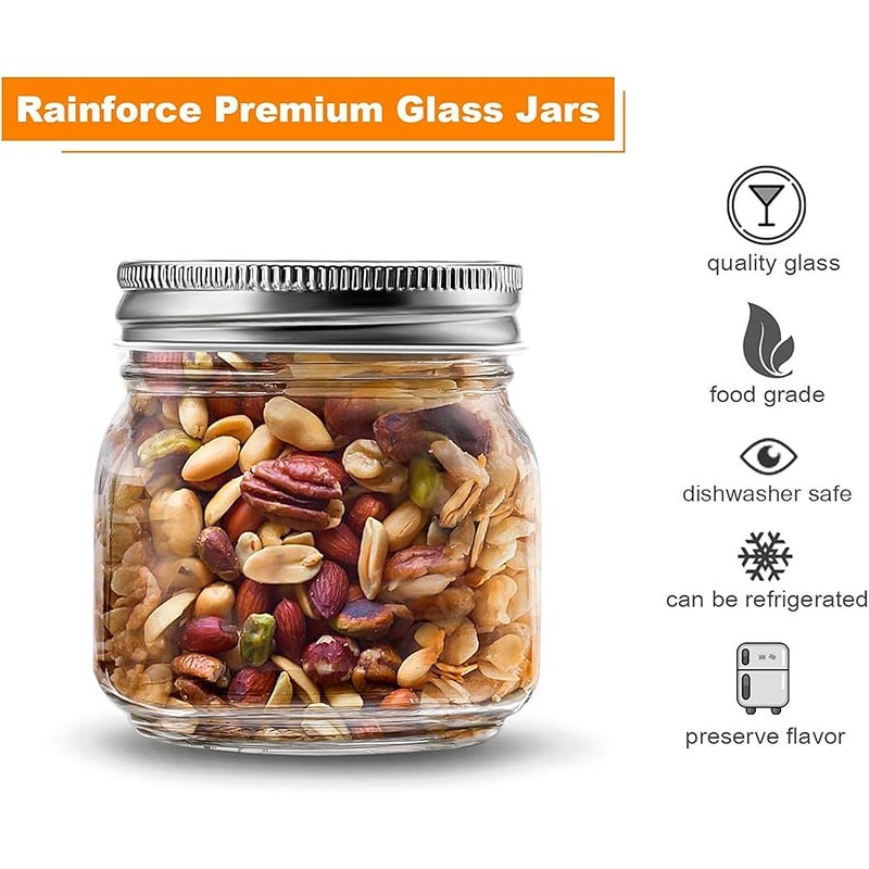 Rainforce Mason Jars 8 oz 30 Pack- Small Mason Jars With Silver Lids -1/4 Quart Canning Jars| Storage Pickling Jars For Jelly, Jam, Honey, Pickles - Spice Glass Jars - With Free 30 Chalkboard Labels - Image 3
