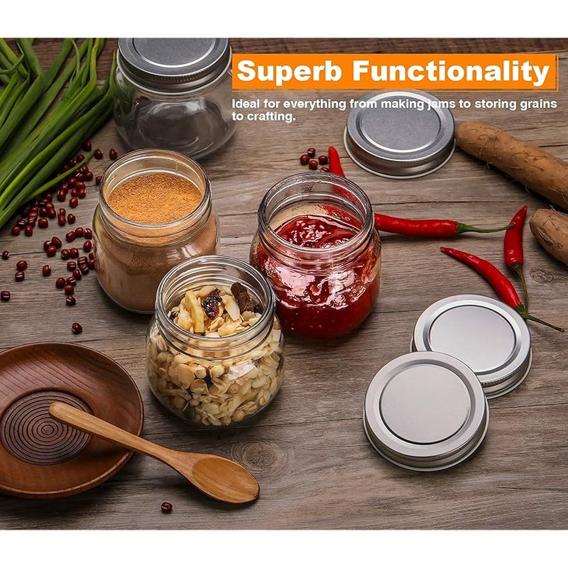 Rainforce Mason Jars 8 oz 30 Pack- Small Mason Jars With Silver Lids -1/4 Quart Canning Jars| Storage Pickling Jars For Jelly, Jam, Honey, Pickles - Spice Glass Jars - With Free 30 Chalkboard Labels - Image 5