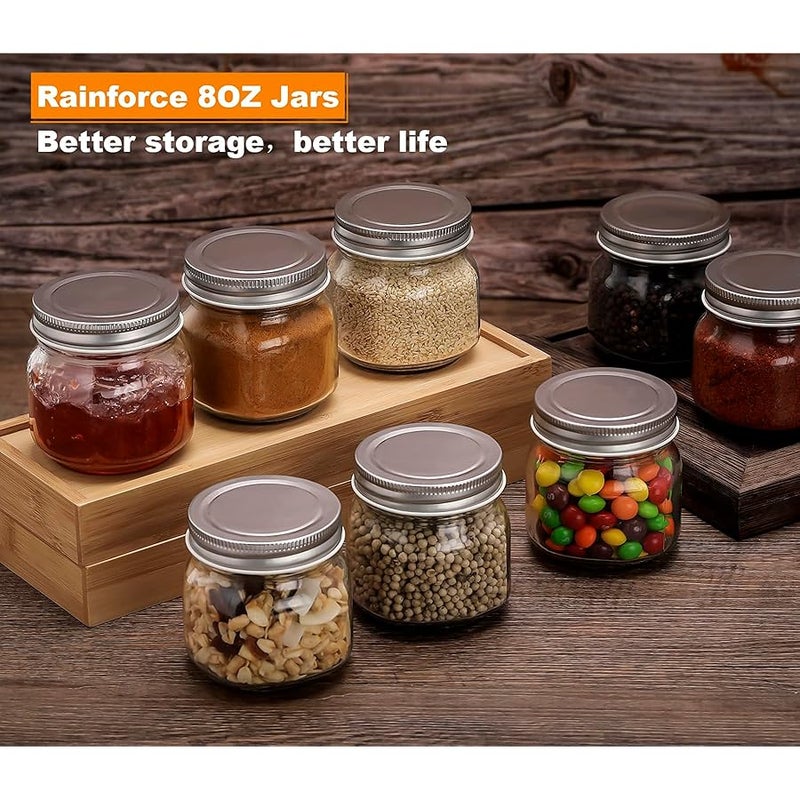 Rainforce Mason Jars 8 oz 30 Pack- Small Mason Jars With Silver Lids -1/4 Quart Canning Jars| Storage Pickling Jars For Jelly, Jam, Honey, Pickles - Spice Glass Jars - With Free 30 Chalkboard Labels - Image 2
