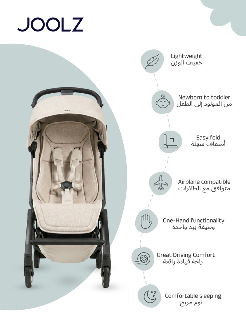 JOOLZ Compact & Lightweight Baby Stroller | One-Hand Fold | Suitable from Newborn to Toddler | Easy Steering | Airplane Friendly | Ultra-Compact | 44x53x23.5 CM | Calming Beige | 6.2 Kg - Image 3