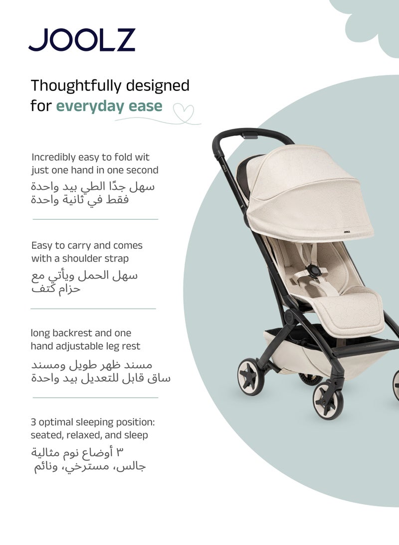 JOOLZ Compact & Lightweight Baby Stroller | One-Hand Fold | Suitable from Newborn to Toddler | Easy Steering | Airplane Friendly | Ultra-Compact | 44x53x23.5 CM | Calming Beige | 6.2 Kg - Image 4
