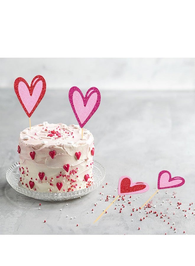 Moitkptt 24Pcs Love Heart Cupcake Toppers for Valentine's Day Decorations, Love Heart Valentine's Day Cupcake Toppers for Wedding Bridal Shower Party Decorations (Mix Heart) - Image 4