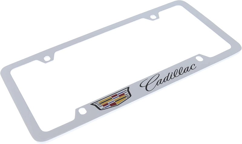 Cadillac إطار لوحة ترخيص من النحاس بتصميم شعار كاديلاك مع تشطيب كروم (4 ثقوب) - Image 3