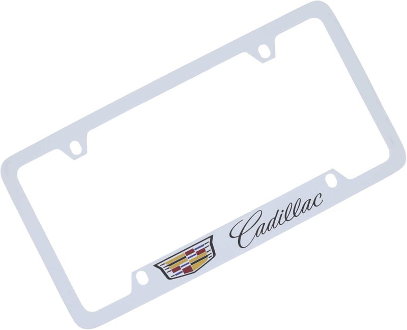 Cadillac إطار لوحة ترخيص من النحاس بتصميم شعار كاديلاك مع تشطيب كروم (4 ثقوب) - Image 1