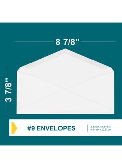 EnDoc 9 Envelopes Letter Size 100 Pack 3 7/8 X 8 7/8 Inch White Business Envelopes With Gummed Seal Return Mailing Envelopes Legal Envelopes For Checks Invoices Statements 24Lb Plain Envelopes  - Image 3