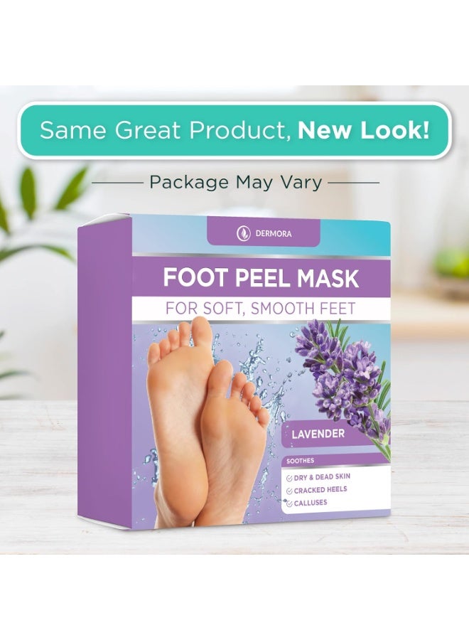 DERMORA Foot Peel Mask - 2 Pack of Regular Size Skin Exfoliating Foot Masks for Dry, Cracked Feet, Callus, Dead Skin Remover for Baby Soft Feet, Lavender Scent - Image 2