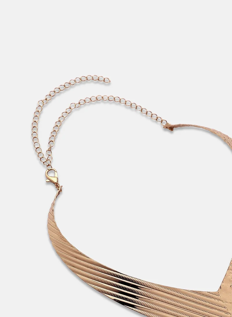 SOHI Ribbed Statement Artificial Necklace Jewellery