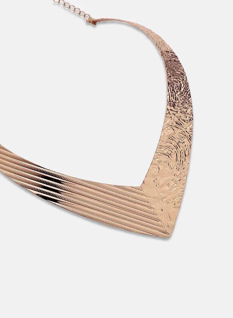 SOHI Ribbed Statement Artificial Necklace Jewellery