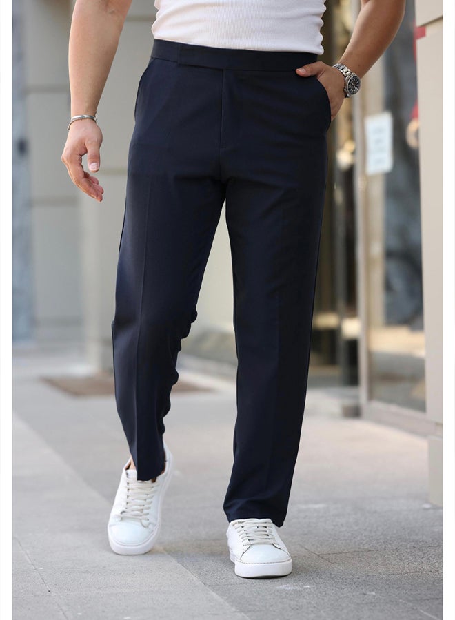 trendyol Navy Blue Men's New Italian Cut Fabric Trousers - Image 1