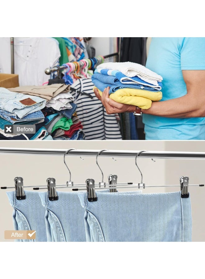 Pants Hangers with Clips, Skirt Hangers for Women, Heavy Duty Metal Clothes Hanger for Closet, Non Slip Trousers Hanger Jeans Hanger for Shorts, Jeans, Coat, 50 Packs  - Image 3