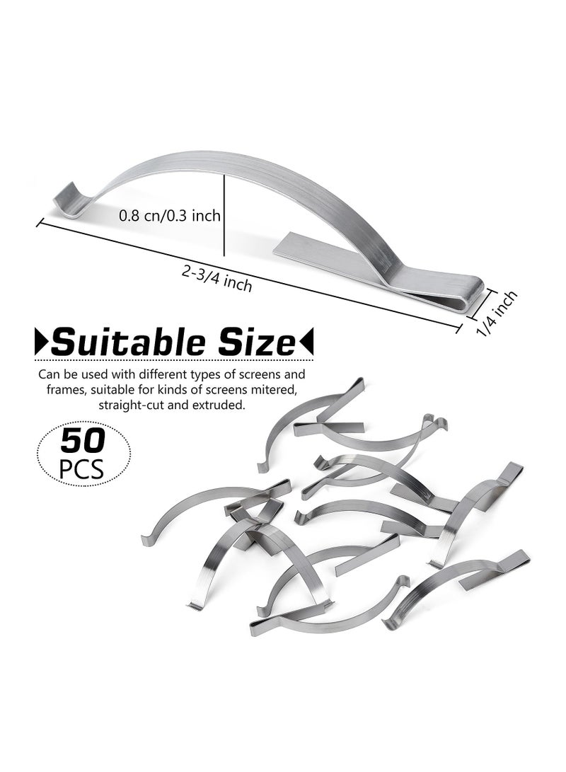 Excefore Durable Stainless Steel Window Screen Clips - 50 Pcs Corner Mount Flat Springs for Securely Holding and Sliding Screens in Aluminum Channels - ¼” Wide 2-3/4” Long  - Image 2