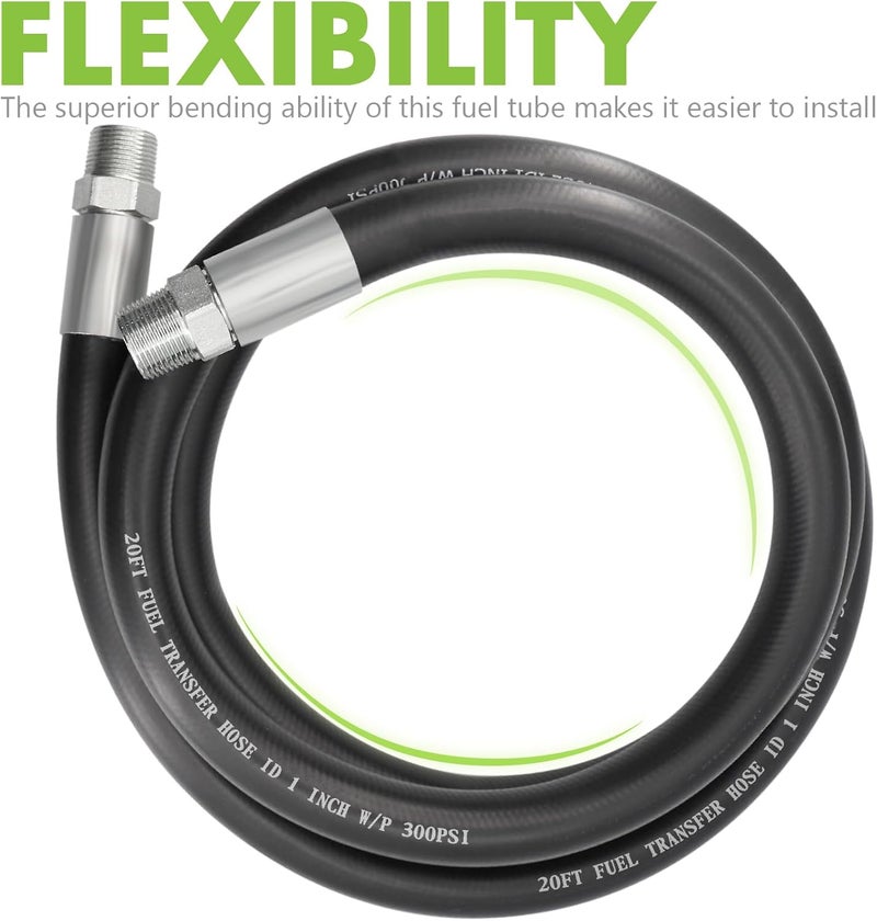 Jeemiter Fuel Transfer Hose, 1 Inch × 20 Feet with Male End Fittings for Diesel, Gasoline, Kerosene, and Biodiesel - Image 4