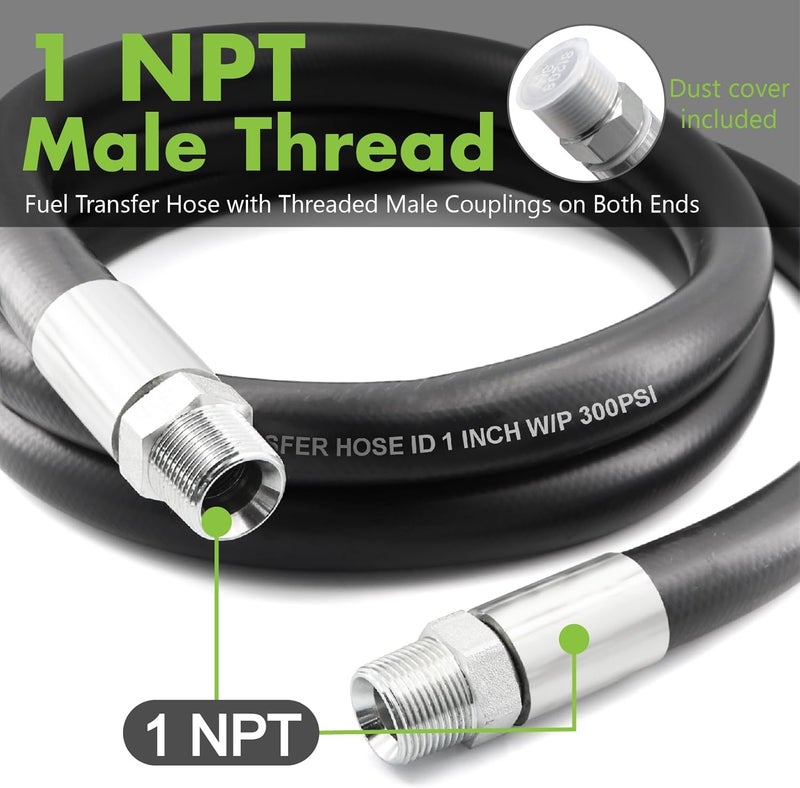 Jeemiter Fuel Transfer Hose, 1 Inch × 20 Feet with Male End Fittings for Diesel, Gasoline, Kerosene, and Biodiesel - Image 2