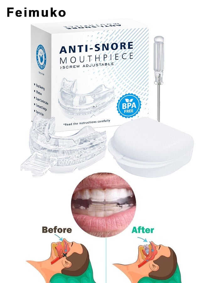 Feimuko Anti-Snoring Mouth Guard Adjustable Mouthpiece Night Time Teeth Mouthguard Sleeping Bite Guard For Bruxism And Stop Snoring Custom Molding Adjustability, Snoring Reduction Aid For Men And Women - Image 1