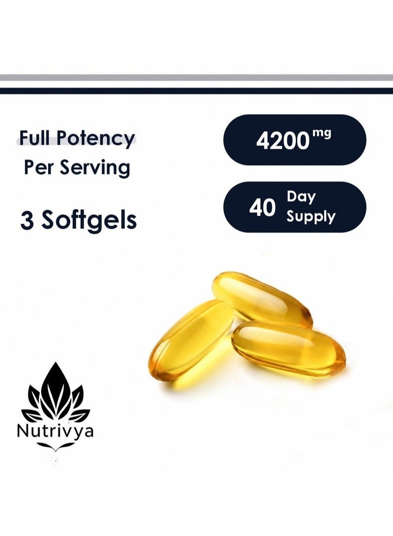 Nutrivya Omega-3 Fish Oil 4200 mg ( EPA 1200 mg . DHA 900 mg ) , 120 Softgels - Image 4