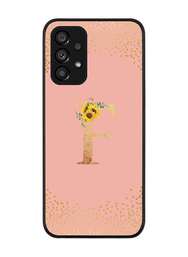 Stylizedd Rugged Black edge case for Samsung Galaxy A23 (LTE/4G) Slim fit Soft Case Flexible Rubber Edges Anti Drop TPU Gel Thin Cover - Custom Monogram Initial Letter Floral Pattern Alphabet - F (Rose Pink ) - Image 1