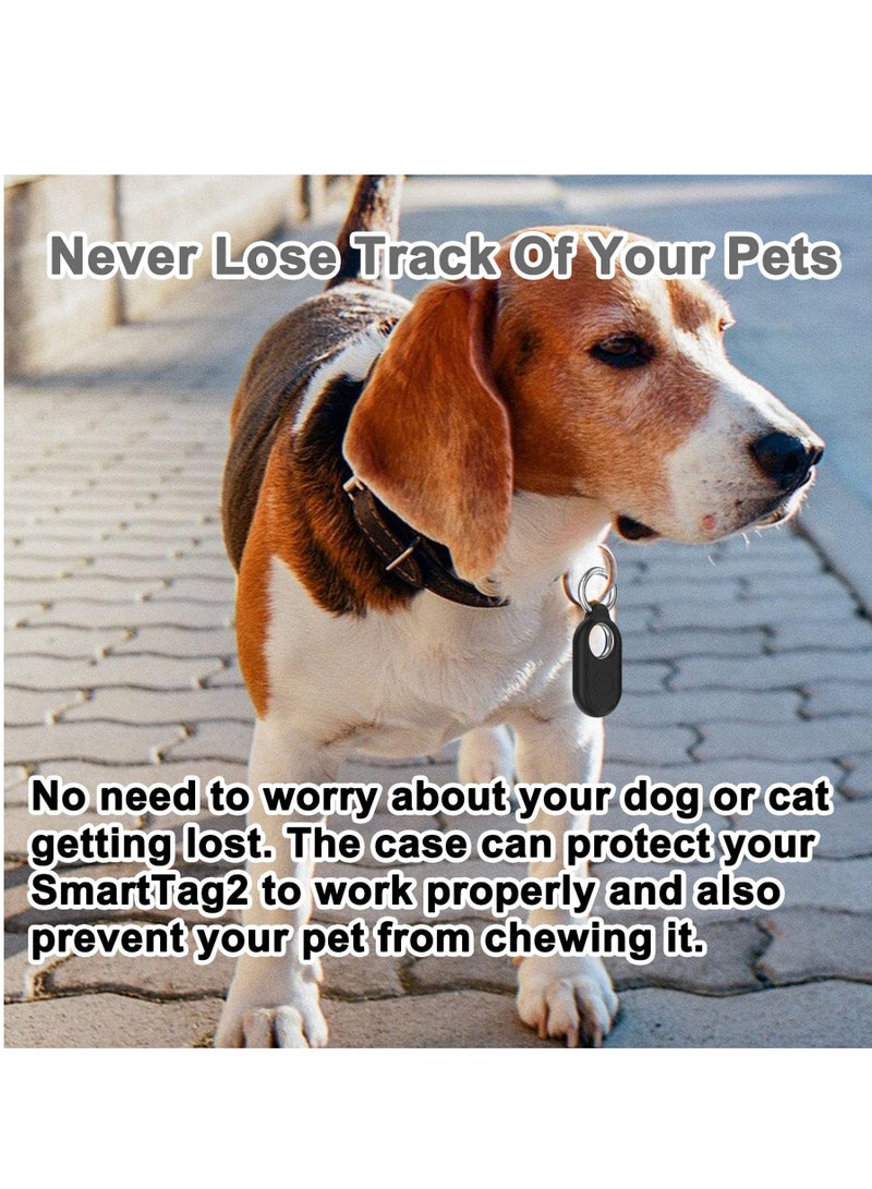 KASTWAVE Case for Samsung Galaxy SmartTag2, 4 Pack Silicone Protective Case for Galaxy Smart Tag 2 with Key Ring, Tag Item Finder Holder for Luggage,Wallet,Key,Secure Anti-Lost(Black,White,Pink,Matcha) - Image 5