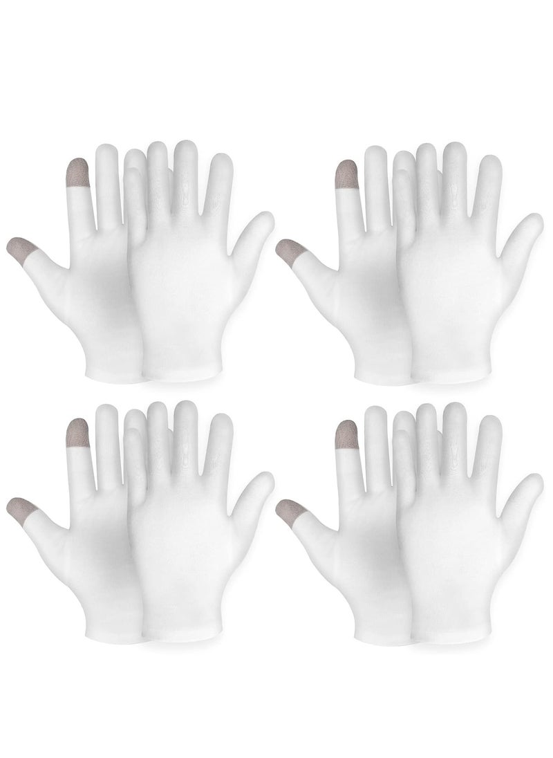 Generic 4 Pairs Touch Screen Moisturizing Gloves White Cotton Overnight Bedtime Heal Eczema Sleeping Lotion, Washable Hand Spa Treatment Repair Rough Cracked Dry Skin  - Image 1