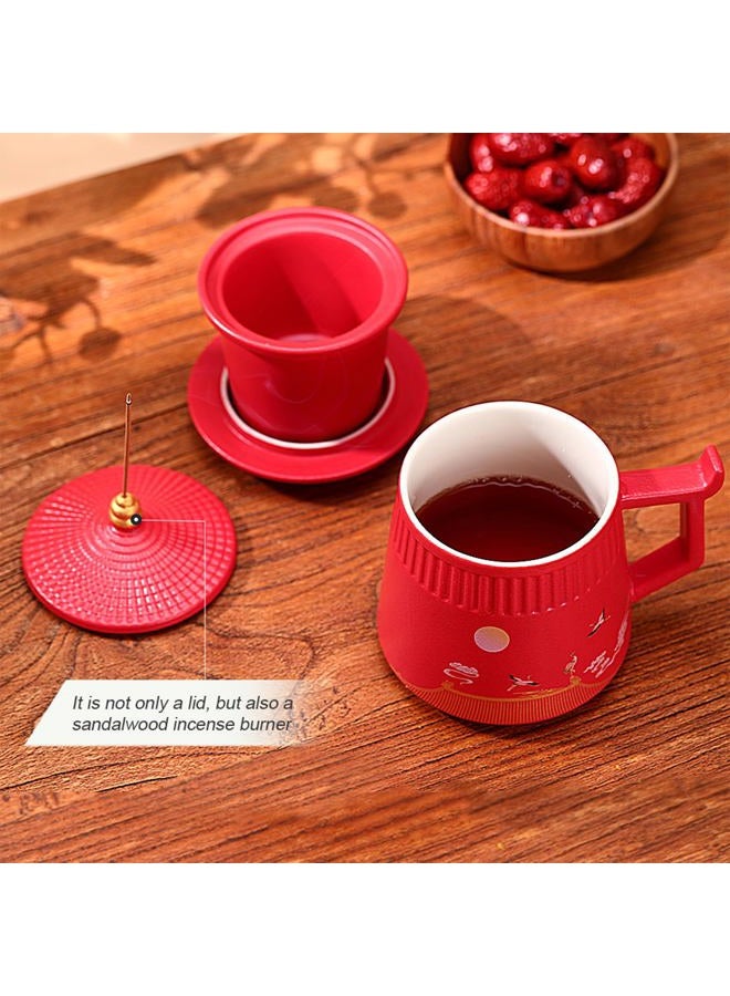 Coolpei Tea Cup with Infuser and Lid, 14.8 oz Ceramic Infusion Mugs, Steeping Infuser Mug Travel Large Teacup Diffusers Mugs with Fine Strainer and Handle, Loose Leaf Steeper Teacups for Tea Lovers Gifts - Image 4