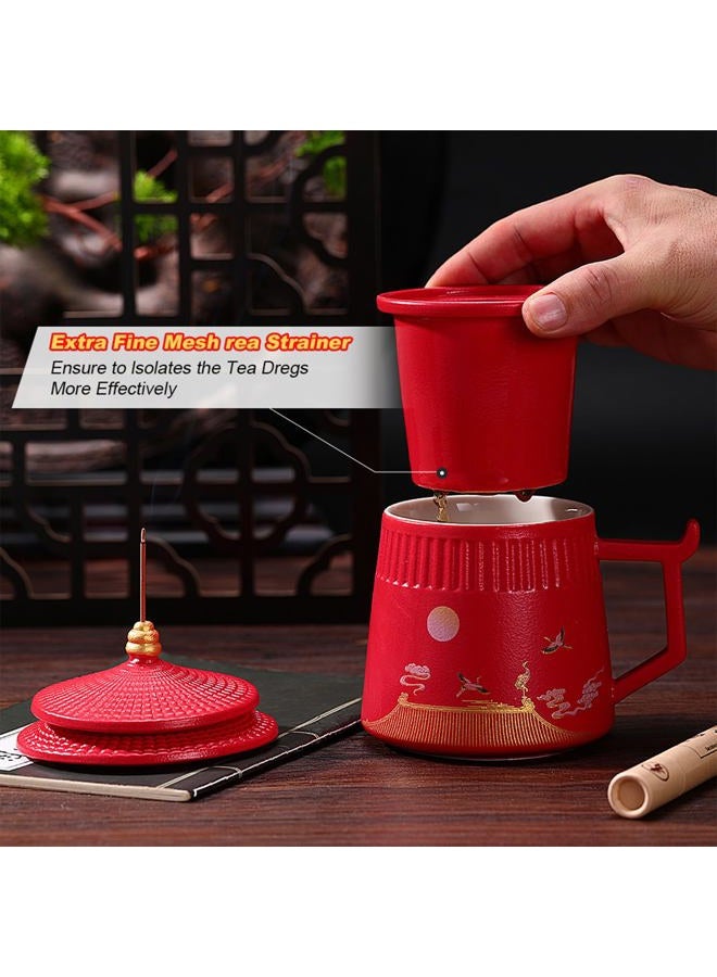Coolpei Tea Cup with Infuser and Lid, 14.8 oz Ceramic Infusion Mugs, Steeping Infuser Mug Travel Large Teacup Diffusers Mugs with Fine Strainer and Handle, Loose Leaf Steeper Teacups for Tea Lovers Gifts - Image 3