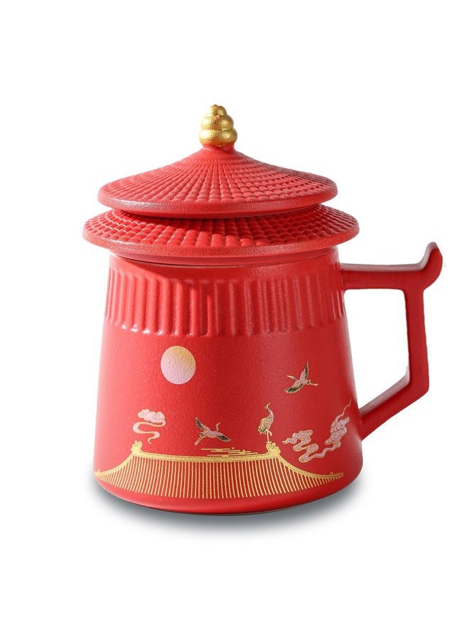 Coolpei Tea Cup with Infuser and Lid, 14.8 oz Ceramic Infusion Mugs, Steeping Infuser Mug Travel Large Teacup Diffusers Mugs with Fine Strainer and Handle, Loose Leaf Steeper Teacups for Tea Lovers Gifts - Image 1