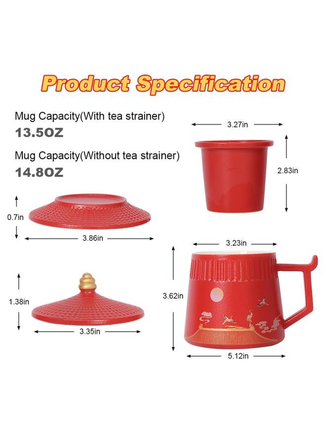 Coolpei Tea Cup with Infuser and Lid, 14.8 oz Ceramic Infusion Mugs, Steeping Infuser Mug Travel Large Teacup Diffusers Mugs with Fine Strainer and Handle, Loose Leaf Steeper Teacups for Tea Lovers Gifts - Image 5