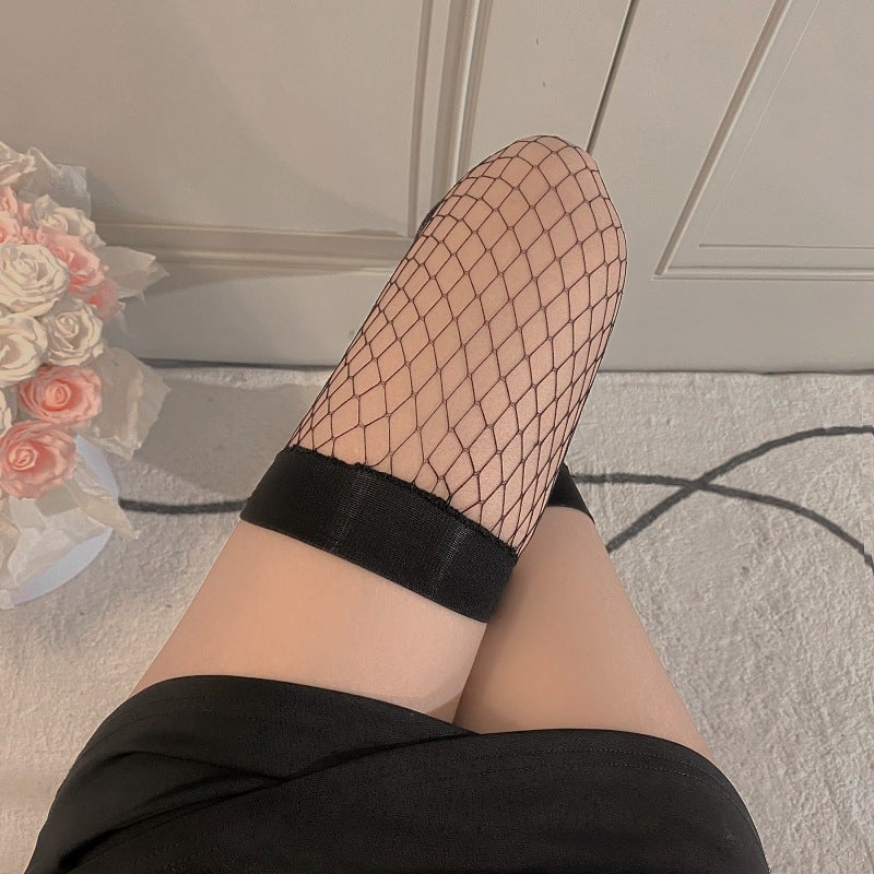 Women's Over-the-Knee Stockings Lace Bow Fishnet - Image 3