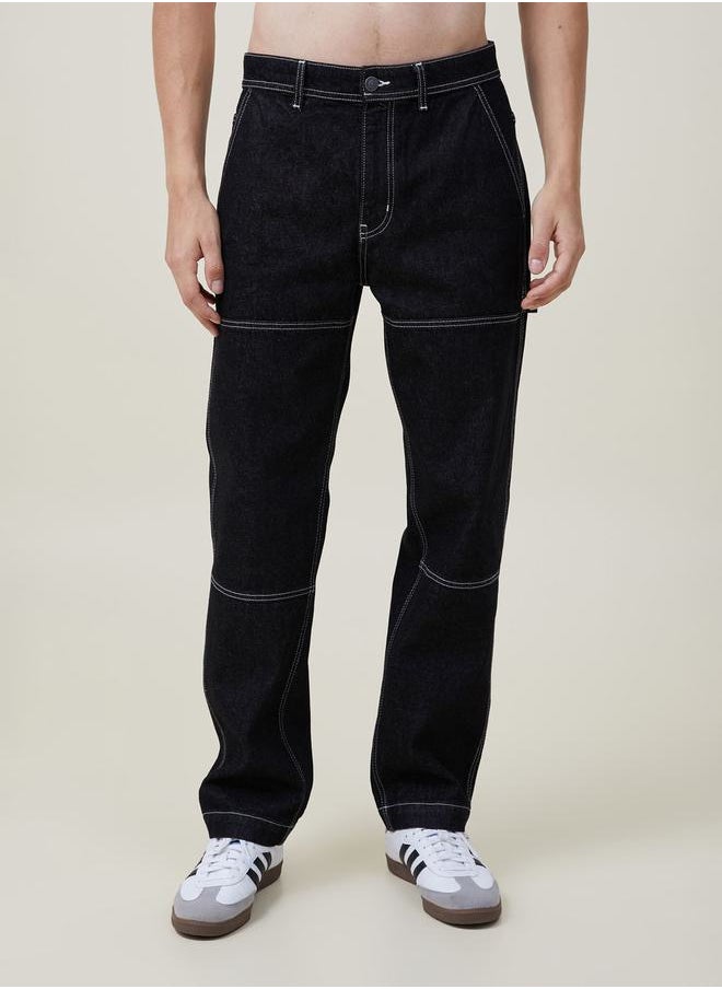Kotty Straight Fit Low Rise Cut & Sew Panel Jeans by Styli  - Image 1