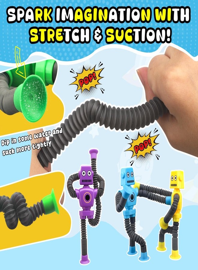 Dilabnba ​​Dilabnba 10 PCS Transformable Fidget Spinner Robots - Suction Cup Pop Tube Sensory Toys, DIY Chain Gyros for Easter Basket, Christmas Stocking Stuffers & Kids Gift Exchange (Ages 3-10) - Image 3
