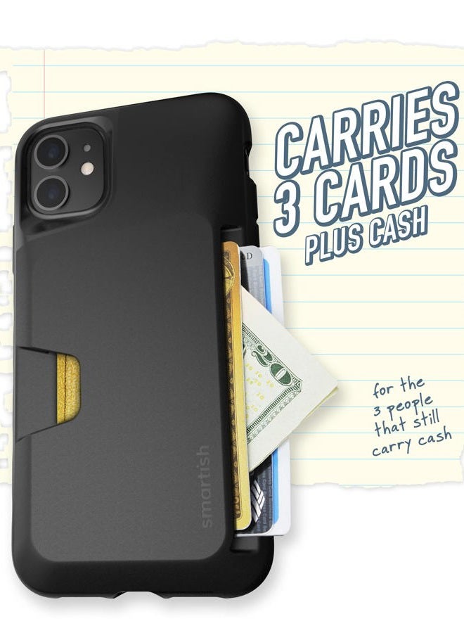Smartish iPhone 11 Wallet Case - Wallet Slayer Vol. 1 [Slim + Protective] Credit Card Holder - Drop Tested Hidden Card Slot Cover Compatible with Apple iPhone 11 - Black Tie Affair - Image 3